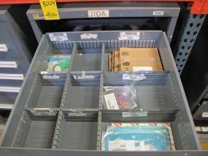 STANLEY VIDMAR HEAVY DUTY 5-DRAWER PARTS CABINET W/ CONTENTS (W-50) LOADING & HANDLING FEE $25-